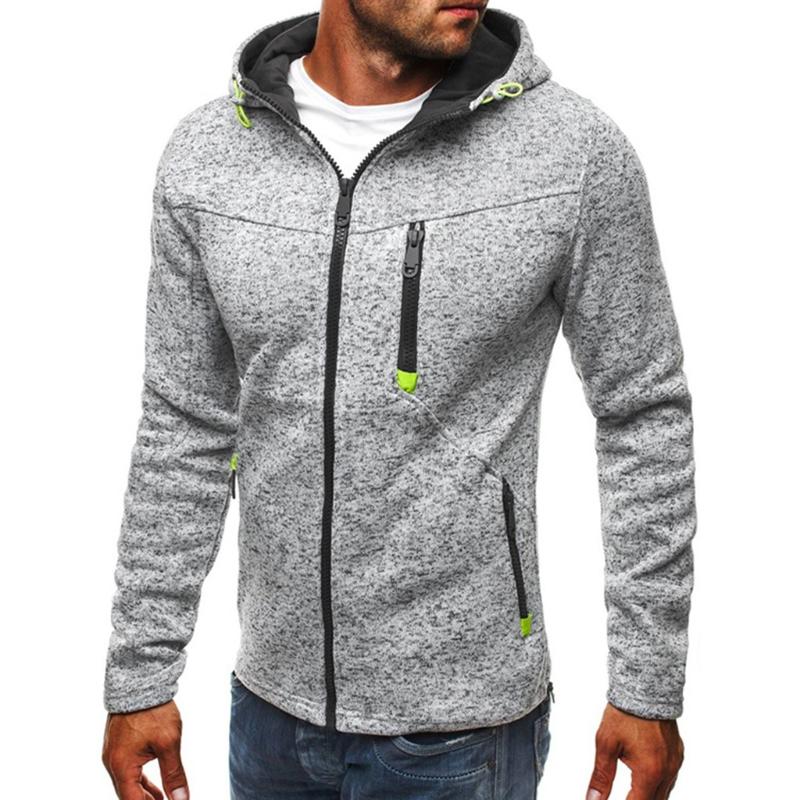 

3XL Men Sports Casual Wear Zipper Slim Hooded Fashion Tide Jacquard Hoodies Fleece Jacket Fall Sweatshirts Autumn Winter Coat, Gray