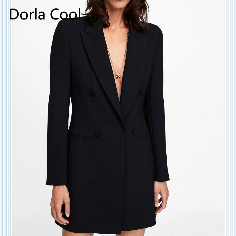 

Runway Blazers European-style Women' Braided Double Breasted Designer Thin Lady Jacket Fashion Office Clothes Uyj6, Black