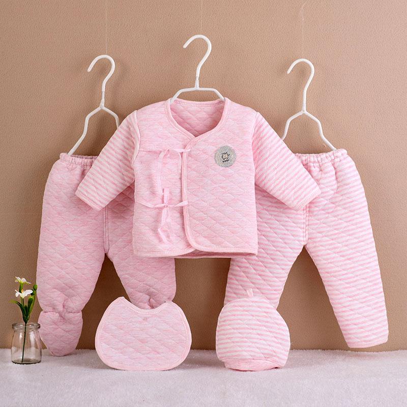 

5Pcs/set Newborn baby Clothes Baby Gift Cotton Set 0-12 Months Infant Girls Boys Warm Thickening Underwear Unisex Suit, Blue