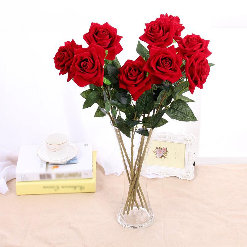 

Artificial Single Rose Silk Flower Stem Valentines Wedding Home Room Decor New, Red