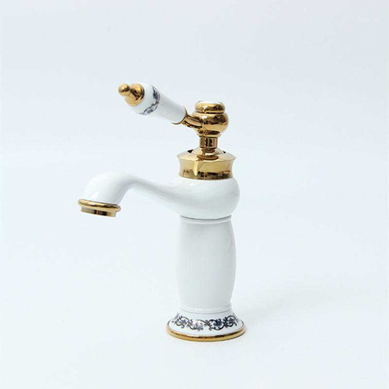 

European Style Classic Faucet Bathroom Sink Faucets Brass Sink Mixer Tap Hotel BlacK Faucet Basin Taps White Water Tap1