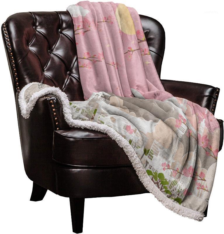 

Double Lamb Cashmere Blanket Sofa Winter Super Warm Mountain Peach Blossom Sun Throw Blankets for Office Bedspread1