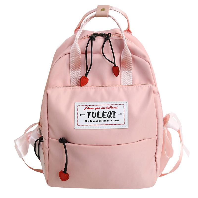 

School Bags For Teenage Girls Sweet Fruit Schoolbags Sen Series Wild Large Capacity Nylon Backpack Travel Lightweight Package, Black
