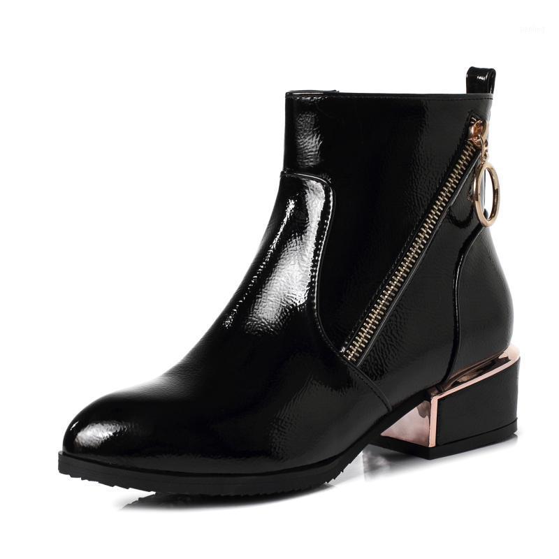 

Lady Boots Brand Women's Shoes Round Toe Winter Footwear Fashion Mid Calf 2020 Med Mid-Calf Pointy Low Rubber Autumn Hoof1