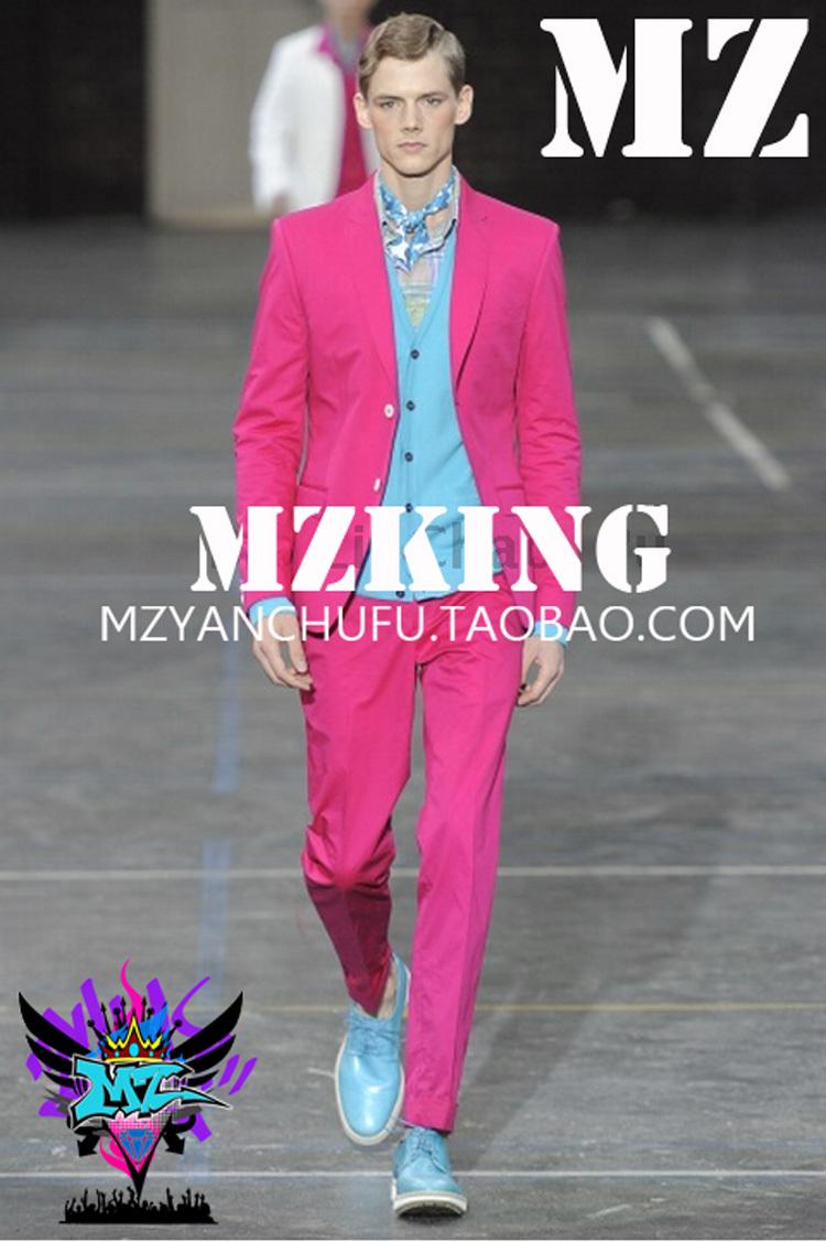 

4xl 2020 Men' New Dj Singer Stretch Material Light Rose Nine Minutes Pants Suit Costumes Clothing Formal Dress, Suit and pants