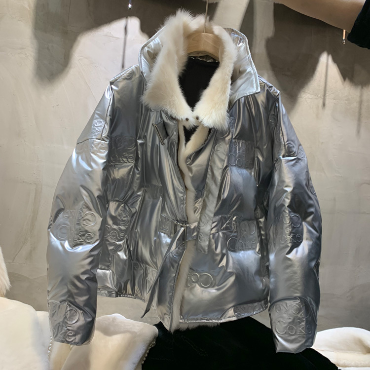 

Thick 2020 New Women Duck Down Swollen Jacket Real Fox Skin Collar Letter Multicast Warm Coats 8pr8, Gold