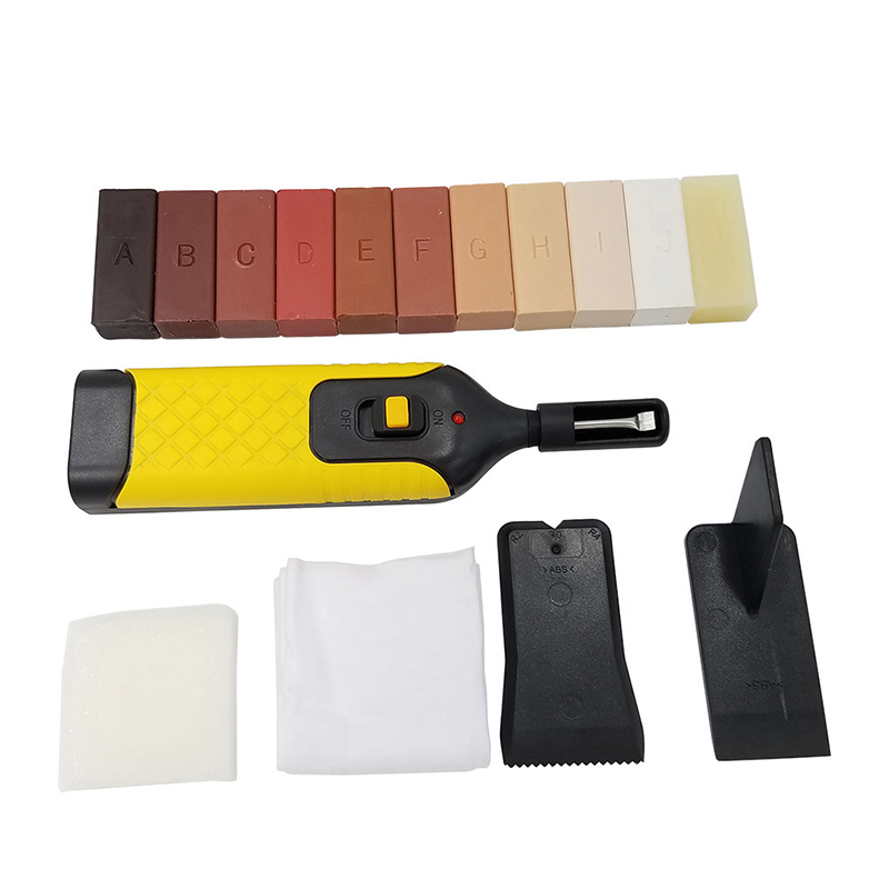 

Laminate Floor Repair Kit with 11 Color Wax Blocks Scratch Mending Tool Sets for Repair Damaged Laminated Flooring Kitchen Worktops