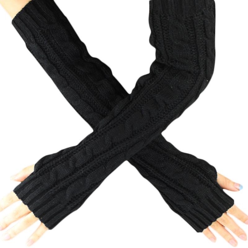 

Winter Knitting Wool Guantes Invierno Mujer Flowers Fingerless Knitted Long Gloves Guantes Invierno Women Gloves #YJ