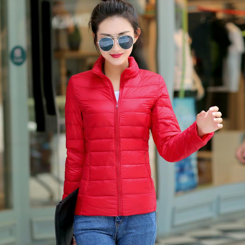 

Make autumn winter fashion collar super light thin short down jacket female han edition show thin white duck down warm light, Black