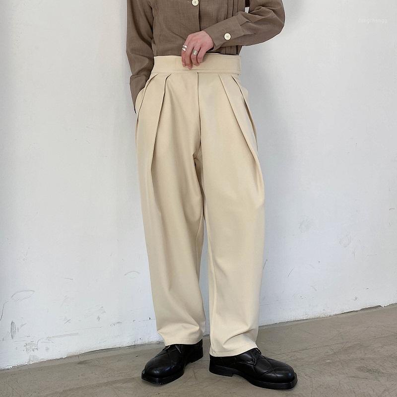 

Male Vintage Fashion Japan Karajuku Streetwear Loose Trousers Suit Pant Men Adjustable High Waist Casual Harem Pant1, Apricot 3955