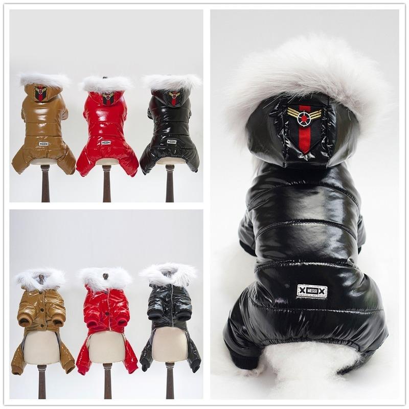 

Pet Clothing Solid Clothes for Dogs Jumpsuits Small Costume Letter Print Dog Down Cute Autumn Winter Warm Black Boy Collar Perro, Red