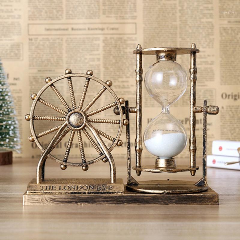 

Vintage Ferris Wheel Hourglass Beautiful Desktop Hourglass Exquisite Sand Glass Decor for Home Office (Golden)1