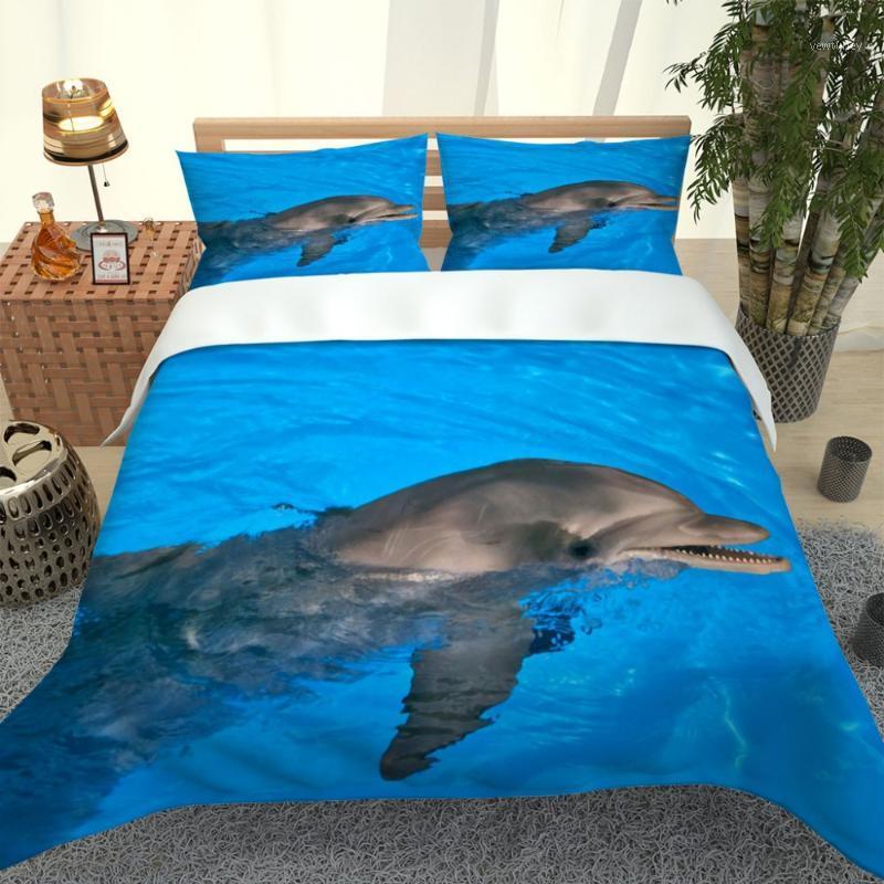 

Microfiber 3D Dophin Fish Print Blue Ocean Seaworld Duvet Cover Bedding Set 2/3 Piece for Girls Boys Teens Animals Quilt Cover1, Color-13
