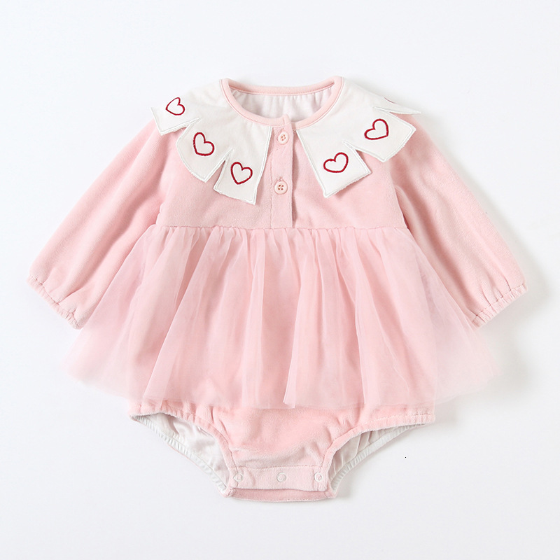 

2021 New Autumn Clothes Infant Girls Princess Christening Baptism Wedding Party Ball Gown Bodysuit for Baby Pink 0-2y 7ryb