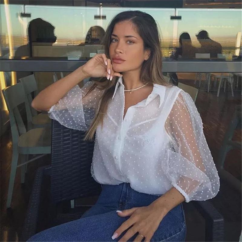 

Ladies Fashion Short Sleeve Shirt Casual Black Shirt 2020, Beige