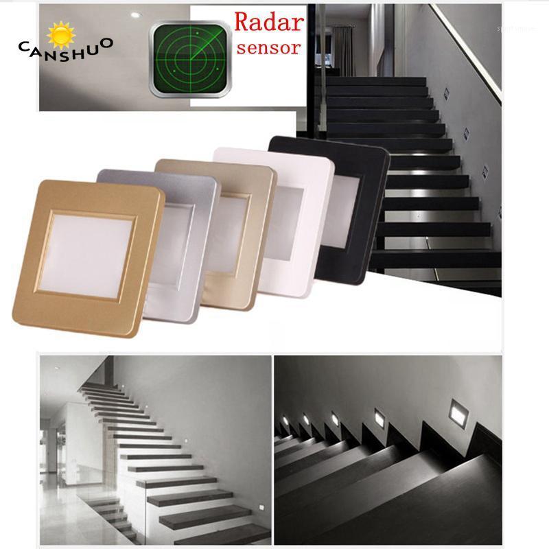 

10pcs/lot Light sensor led stair light motion human body induction radar sensor recessed steps ladder wall lamp with 86box1