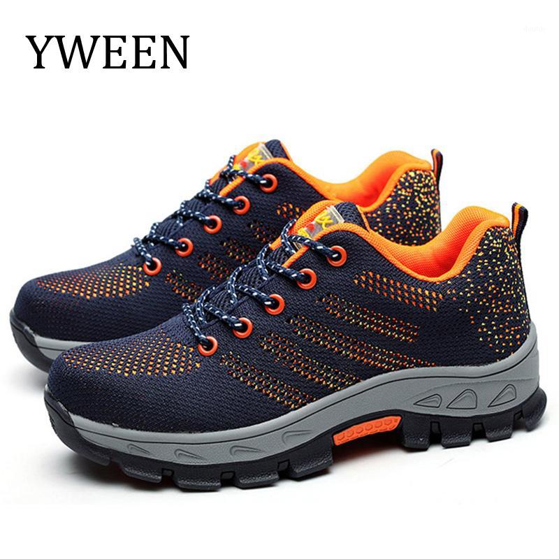 

YWEEN Steel Toe Men's Safety Work Boots Fashion breathable Labor Insurance Puncture Proof Shoes Lace up Men Casual Shoes1, Blue