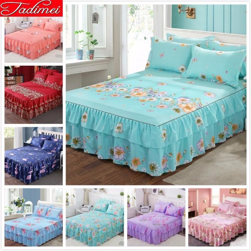 

120x200 150x200 180x200 180x220 200x230 Cm Bed Skirts Adult Kid Child Girl Bed Linen Cover Single Twin Queen King Size Bedpsread, Color 14