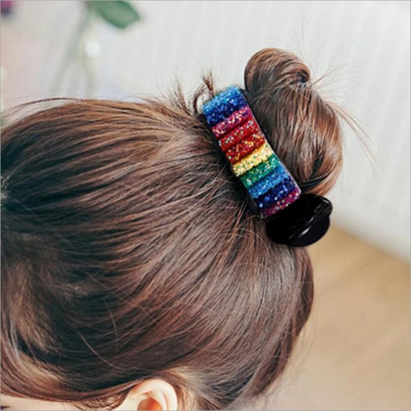 

New Korean Meatball Hair Accessories Women Hair Headwear Rhinestone Sequined Color Hairpin Floral Twist Clip T1459
