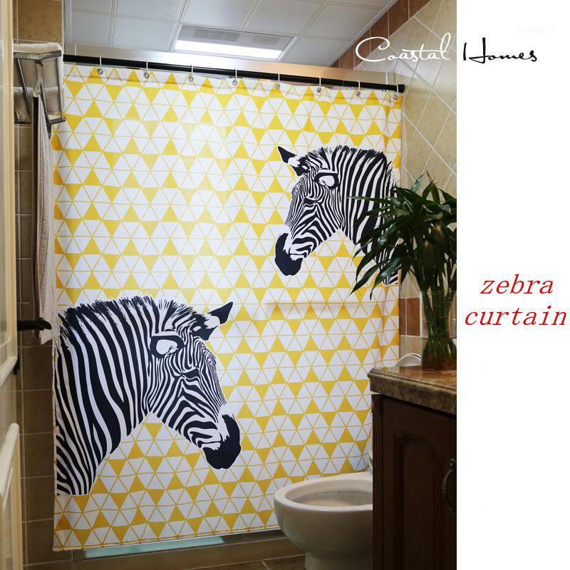 

Nordic style Zebra pattern Bathroom shower curtain waterproof Thickened anti-mold partition curtain custom made1