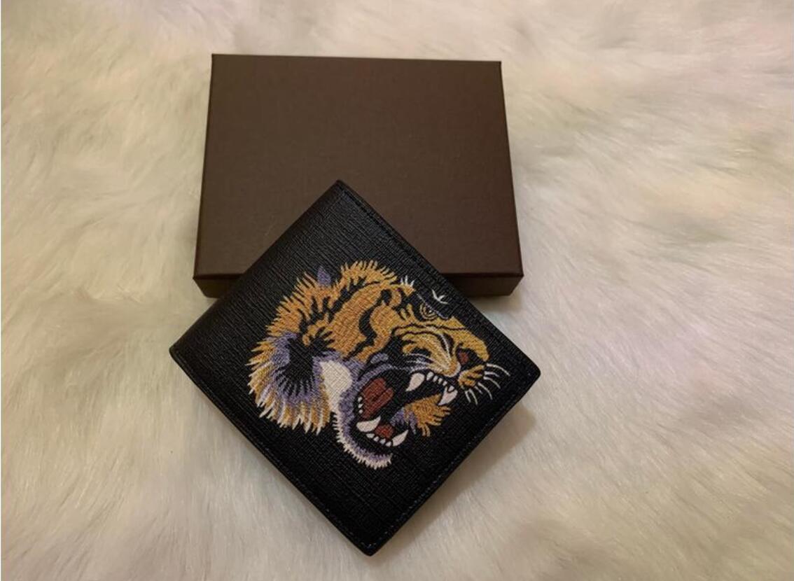 

HOT SOLDS Men Animal Short Wallet Leather Black Snake Tiger Bee Wallets Women Long Style Luxury Purse Wallet Card Holders Top Quality, Red;black