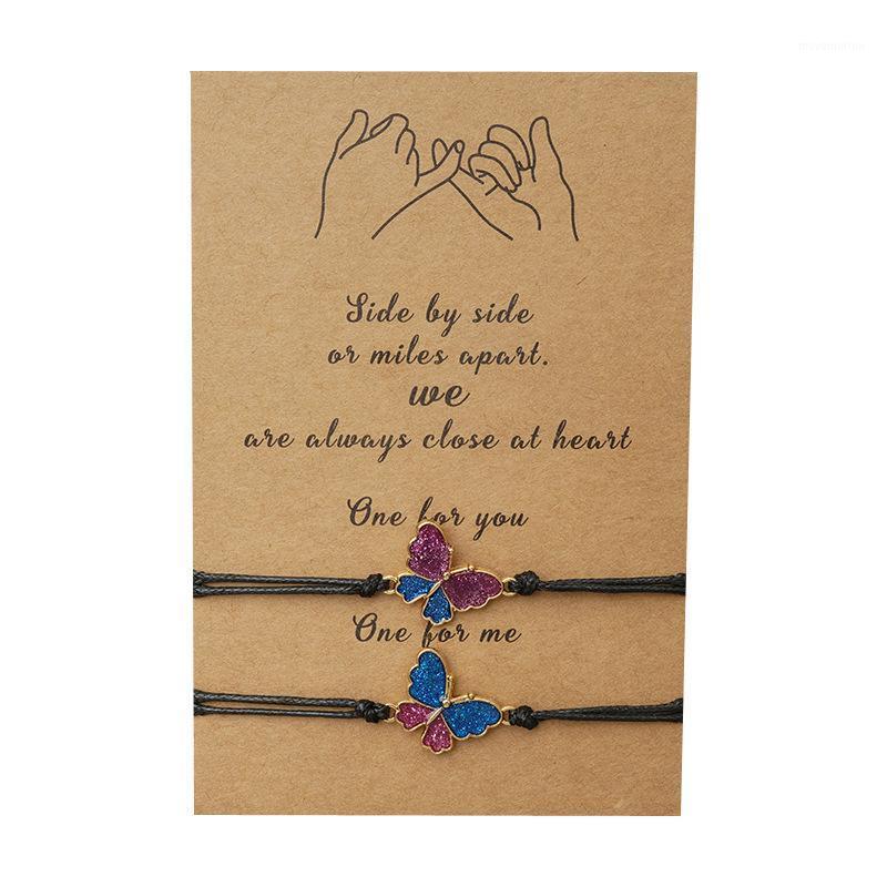 

Fashion Card Bracelets Simple Personality Alloy Drop Oil Wax Woven Butterfly Bracelet 2 Piece/Sets bracelet for women1