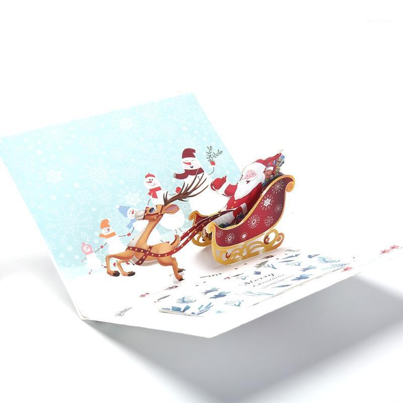 

Merry Xmas 3d stags up card Happy New Year Origami Santa Christmas card postcard holiday children gift of Happy Christmas1