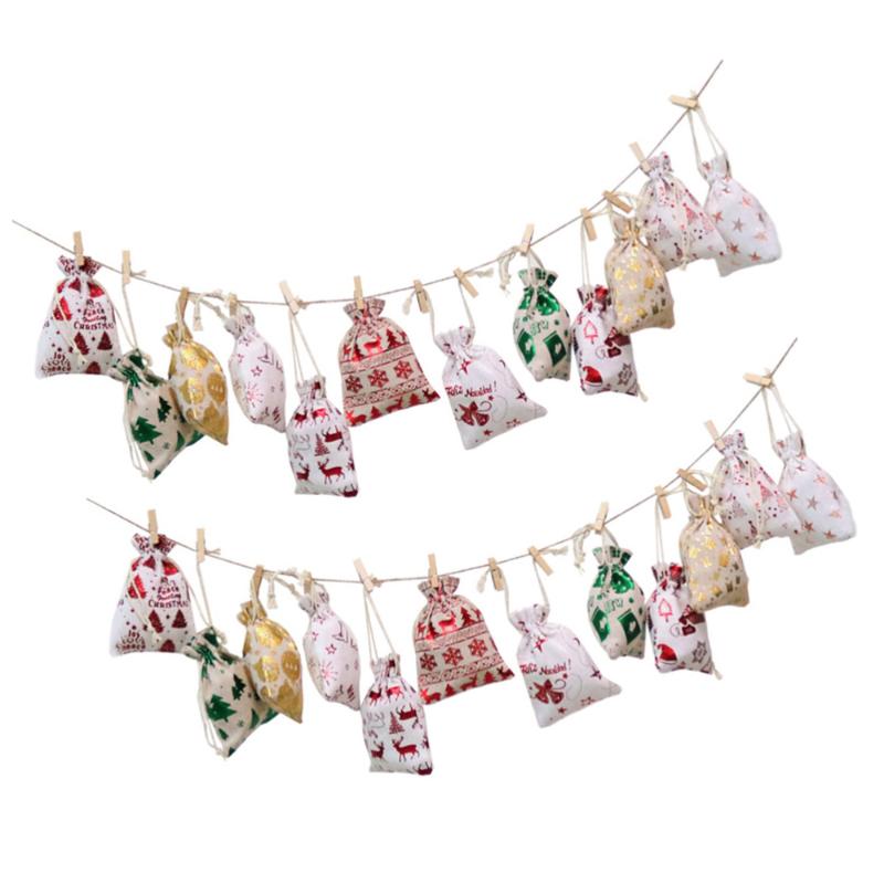 

1 Set of Burlap Bag Christmas Gift Bag Drawstring Bags Candy for Gift Party Candy
