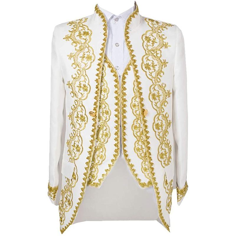 

Men's Fashion 3 Piece Suits Jacket Vest and Pants Set Casual Formal Slim Fit Tuxedo African Groom Wedding Blazer Terno Masculino, White