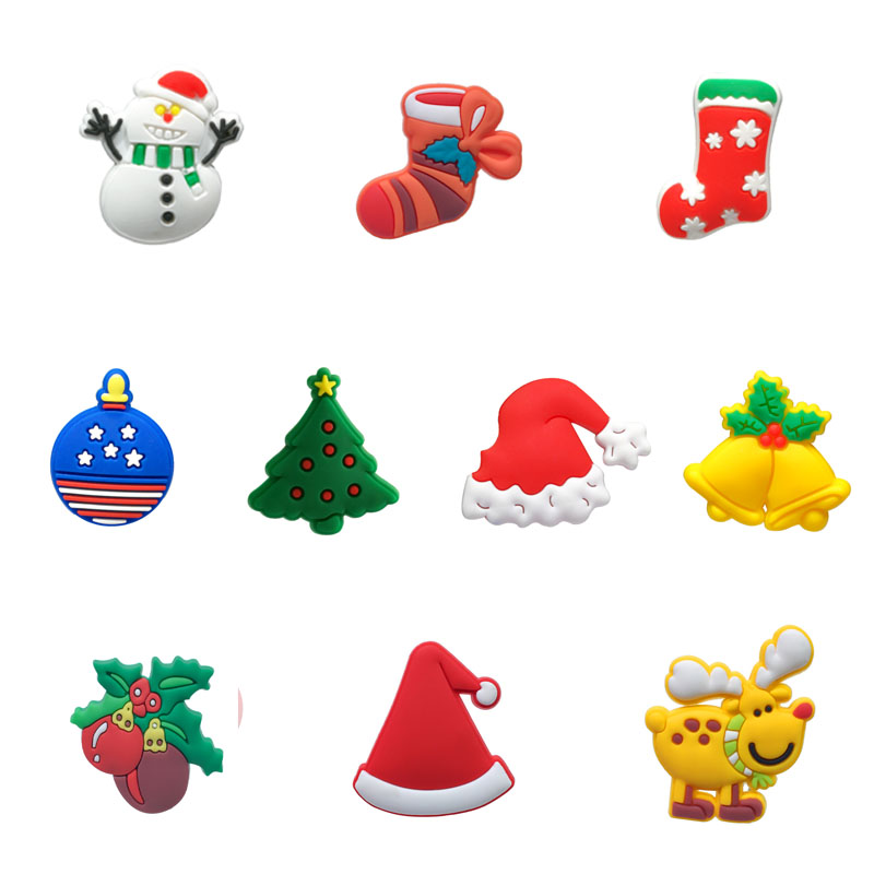 

moq=2lots Christmas shoe charms wholesale jibitz for croc soft rubber PVC charms accessories promotional, White;pink