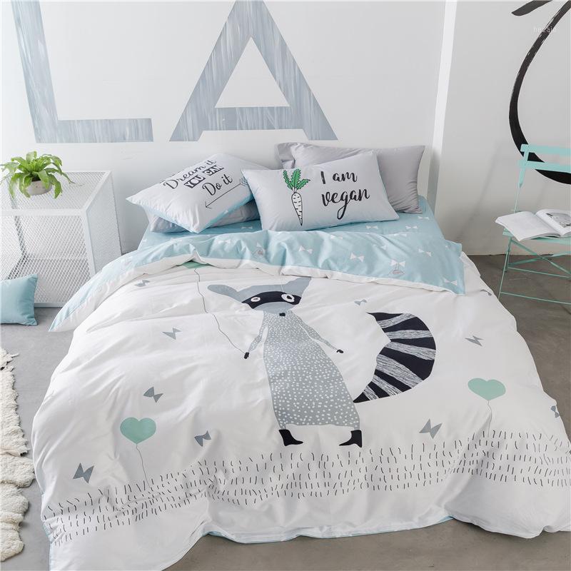 

Cute White Gray or Bear Printed Bedding Set Kids Duvet Cover 100% Cotton Bedlinen Comforter Cover Flatsheet Pillowcases1