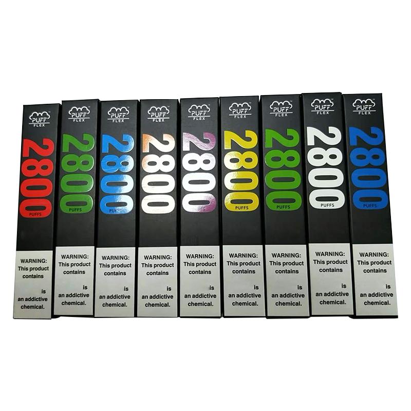 

Puff Flex 2800 Disposable Vape Pen Puffs 1500mAh Battery 10ml Vape Cartridge Packaging Vape Electronic Cigarette Puff Bar flex