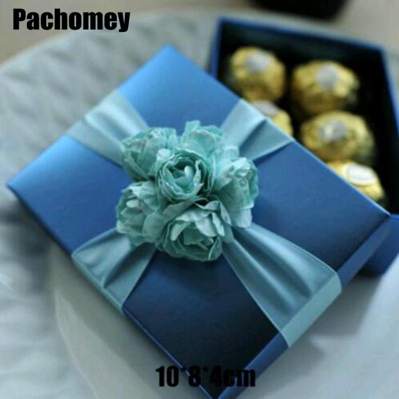 

Gift Wrap Wedding Rushed Accept Arrival Paper Box Blue 10*8*4cm 50pcs/lot Paperboard Recyclable Candy Chocolate Packaging Boxes