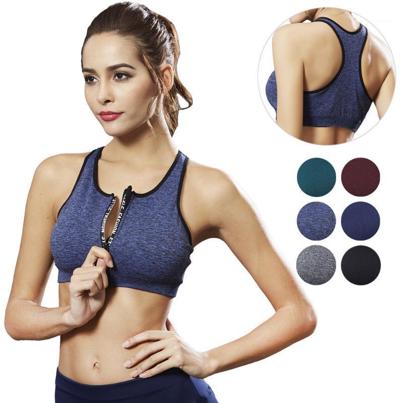 

Push Up Sports Bra Women Fitness Sports Wear Quick-Drying Underwear Front Zipper Running Yoga Shockproof Breathable Top 18021, Green
