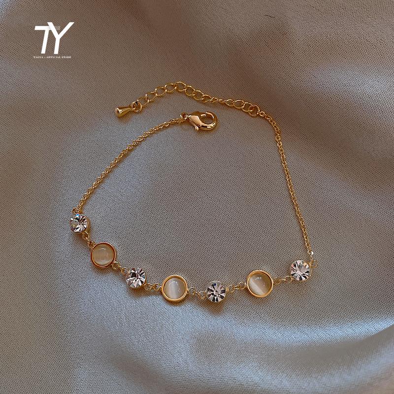 

2021 New Classic Small Round Opal Gold Bracelet For Woman Korean Fashion Jewelry Student Friend Gift Bracelet Girl's