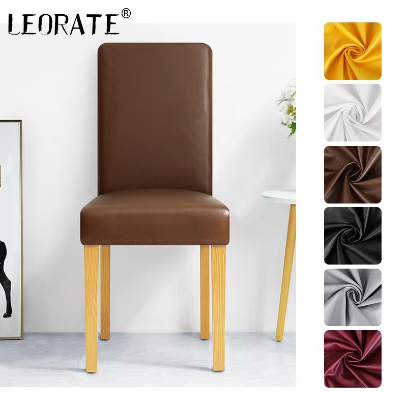 

Lellen PU Fabric Pure Color Chair Cover Waterproof Oil-proof Dining Seat Chair Cover Hotel Banquet Seat Covers Protector