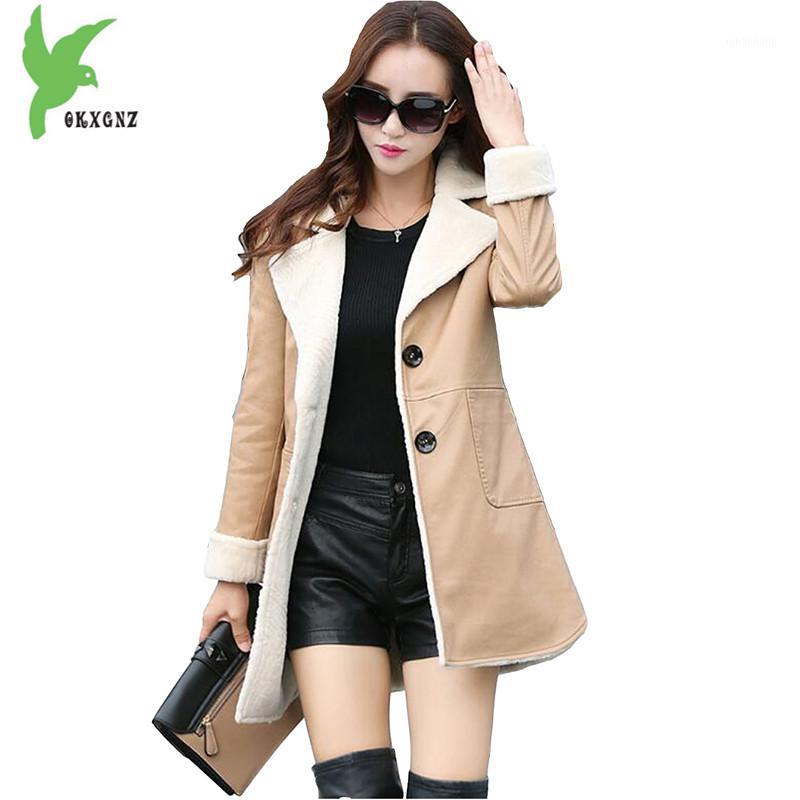 

New Winter Women's Artificial Leather Jacket Fashion Solid Color Washed leather Windbreaker Warm Slim Boutique Coat OKXGNZ A8361, Red