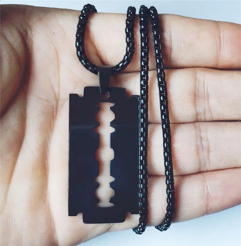

Fashion Blade Stainless Steel Necklaces Men Jewerly Black Color Gothic Necklaces & Pendants Jewelry Collier Homme