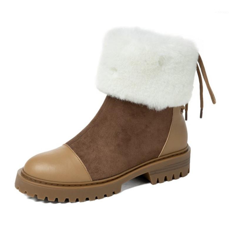 

Plush Ankle Boots Women Shoes Non-Slip Platform Snow Boots Women Winter Shoes Leather Large Size 431, Black