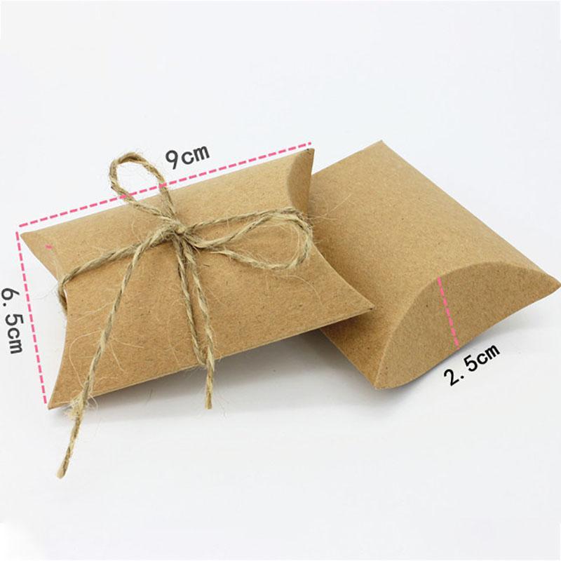 

50Pcs Kraft Paper Pillow Cute Candy Box Bag Wedding Party Favour Gift Candy Boxes Christmas Party Packaging Supplies1