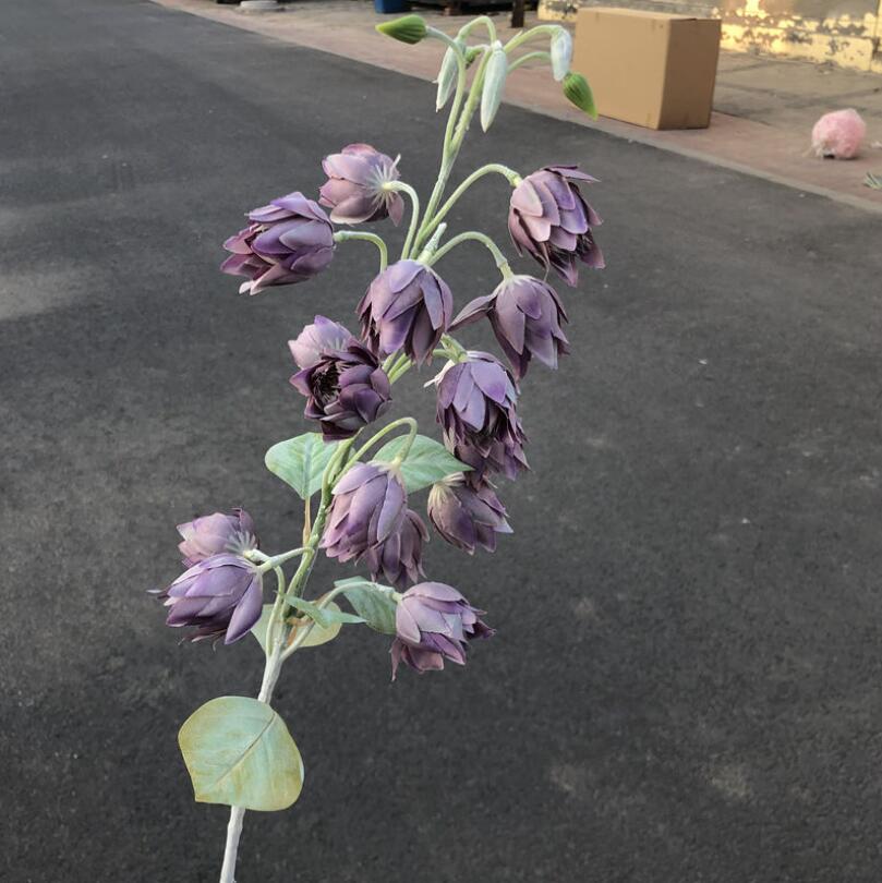 Simulation Decorative Flowers Phoenix wedding soft Hotel ceiling decoration upside down golden bell lily of the valley wind chime silk flower-image-640143787