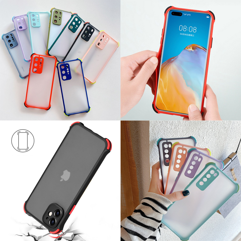 

Clear Matte Transparent Hybrid Rugged Armor Shockproof Case For iPhone 12 11 Pro Max XR XS X 8 7 Plus SE2 Samsung S20 FE Note 20 Ultra A42, Each color is 5pcs at least