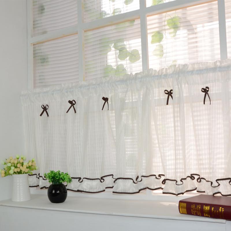 

New Curtains Bar Screen Small Gauze Shade Kitchen Cabinet Head Short Curtain Window Treatments Roman Blinds, Photo curtain