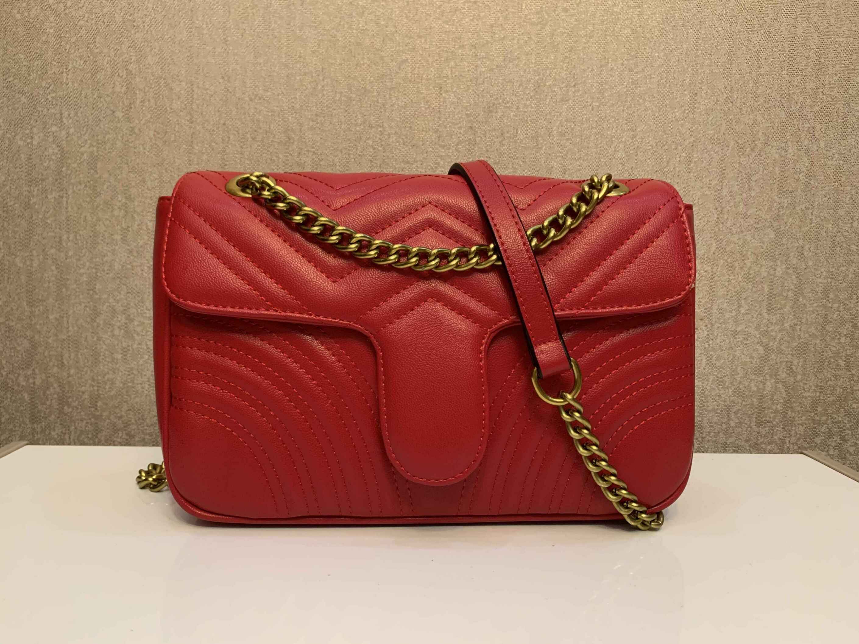 

Chain Shoulder bags for Luxury Handbags Designer Famous Brands Pleated Ladies Leather Hand bag Sac A Main, Red