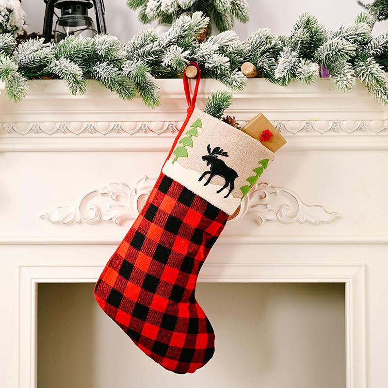

Christmas Stocking Tree Decoration Linen Cartoon Christmas Socks Candy Kids Gifts Container Home1