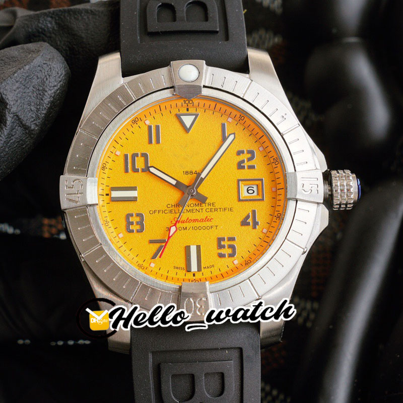 

New II Seawolf A1733010 Yellow Dial Automatic Mens Watch 316L Steel Case Black Rubber Strap Sport Watches High Quality HWBE Hello_Watch., Custom waterproof service