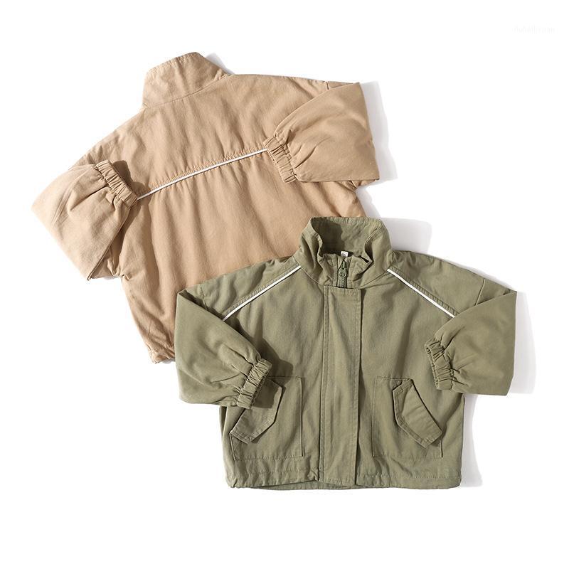 

Kids Boy Jacket Fall Coat Round Neck Long-Sleeve Casual Side Pocket Zipper Blouse 2021 Autumn Outwear1, Army green