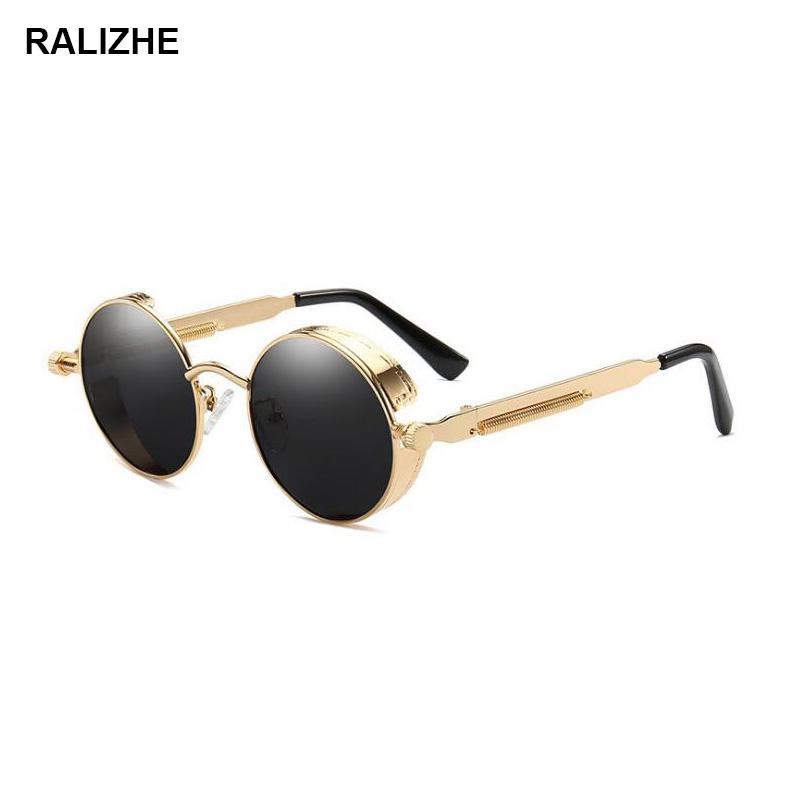 

2020 Retro Round Metal Steampunk Polarized Sunglasses For Women Men Vintage Brand Designer Steam Punk Gold Sun Glasses UV400