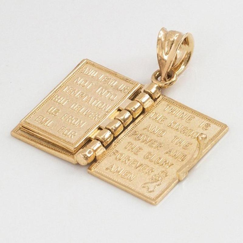 

Medallion Bible Necklace Christian Miniature Readable Book Bible Catholic 3D Religious Necklace Jewelry E1D4
