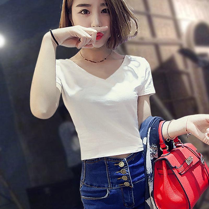 

Summer 2021 short sleeve t shirt beige Women Top Garment, Black